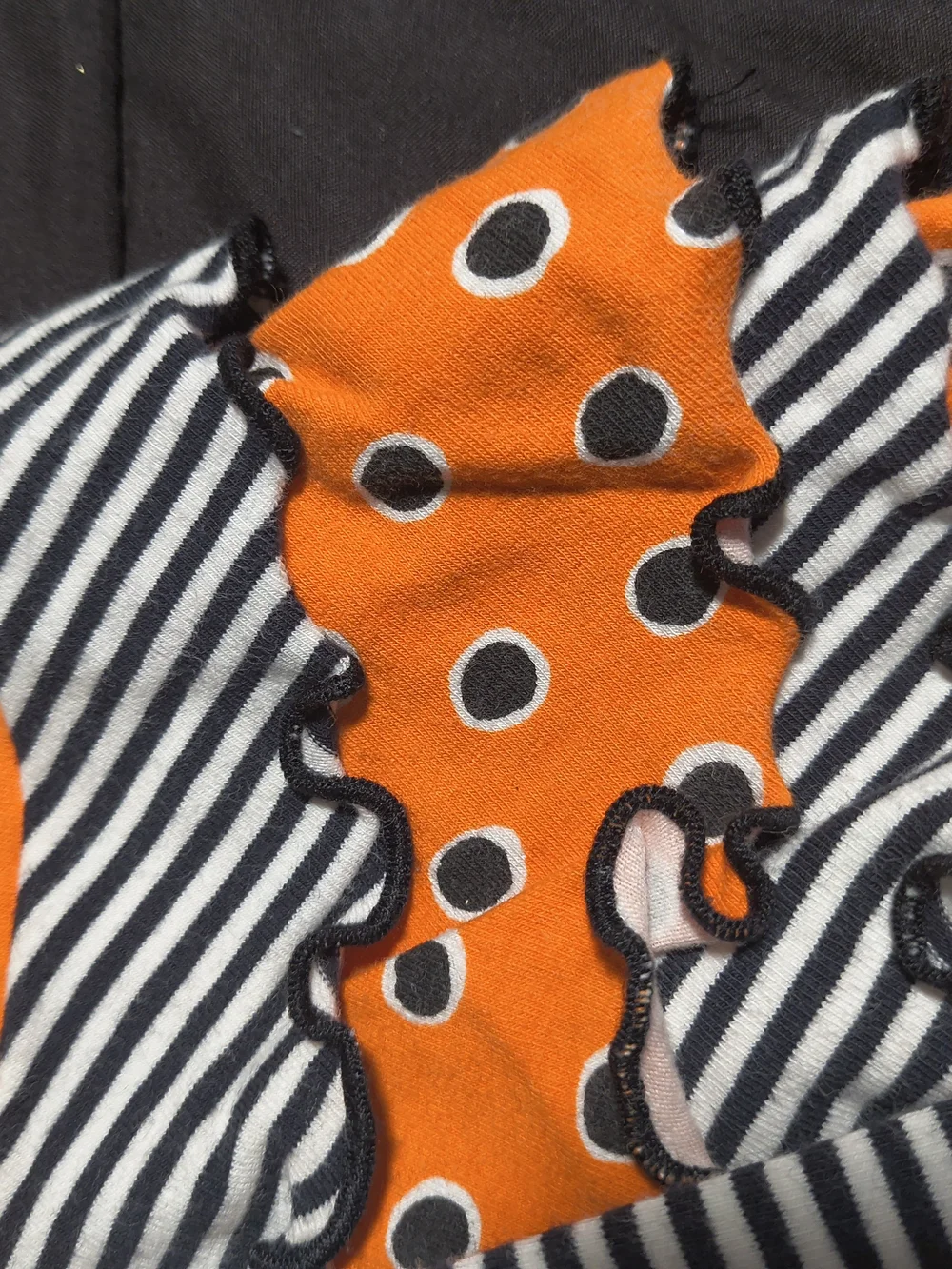 Girls Orange Polka Dot Ruffle Halloween Matching Set with Striped Leggings